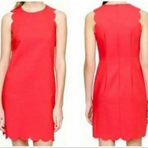 J Crew Coral Scalloped Sleeveless Shift Dress Size 2 NWOT